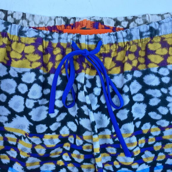 Clover Canyon Blue Yellow Abstract Print Silk Shorts | Size S - Picture 4 of 8